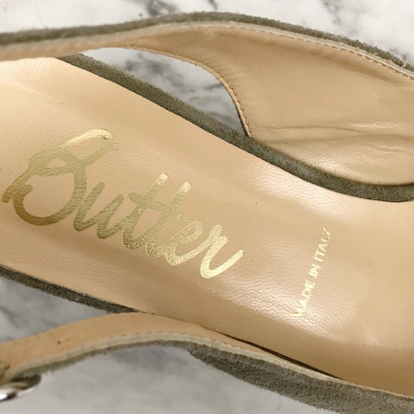 BUTTER Italian Made Gray Suede Platform Wedges 7.5 - Picture 4 of 9